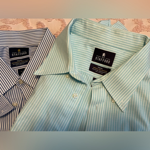 FOUR Strafford men’s shirts. Long sleeve. 18 1/2 EUC 3 “Travel” 1 “executive” - Picture 2 of 6